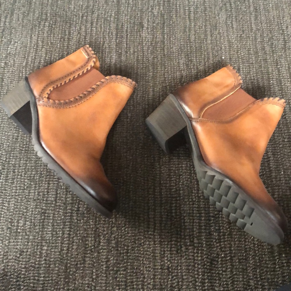 Brown leather booties